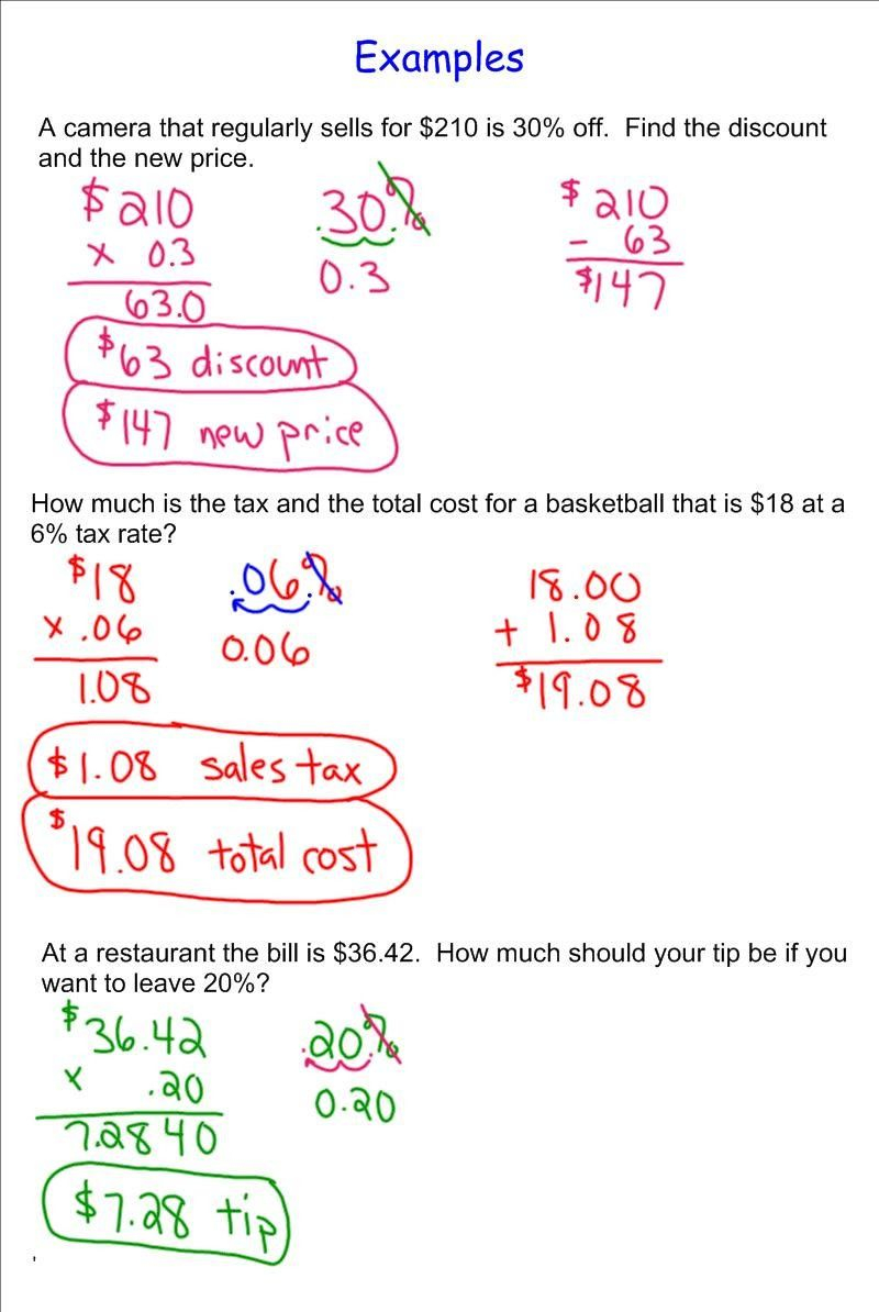 Sales Tax And Discount Worksheet