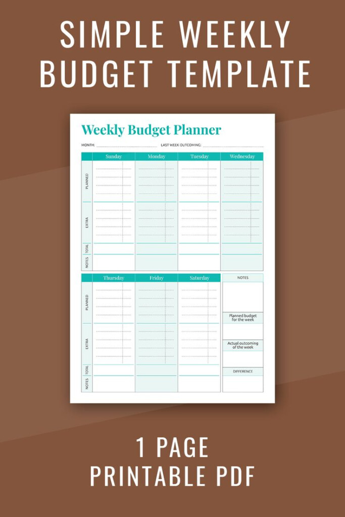 Simple Weekly Budget Template Free Printable PDF Weekly Budget 