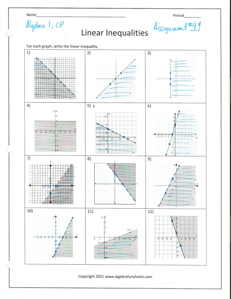 Sketch The Graph Of Each Linear Inequality Worksheet Answers Db excel