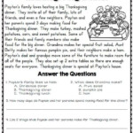 Thanksgiving English Comprehension Worksheets Thanksgiving Reading