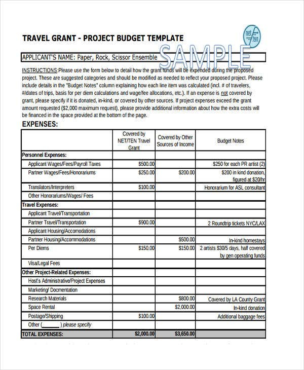 Travel Budget Templates 11 Free PDF Word Format Download Free 