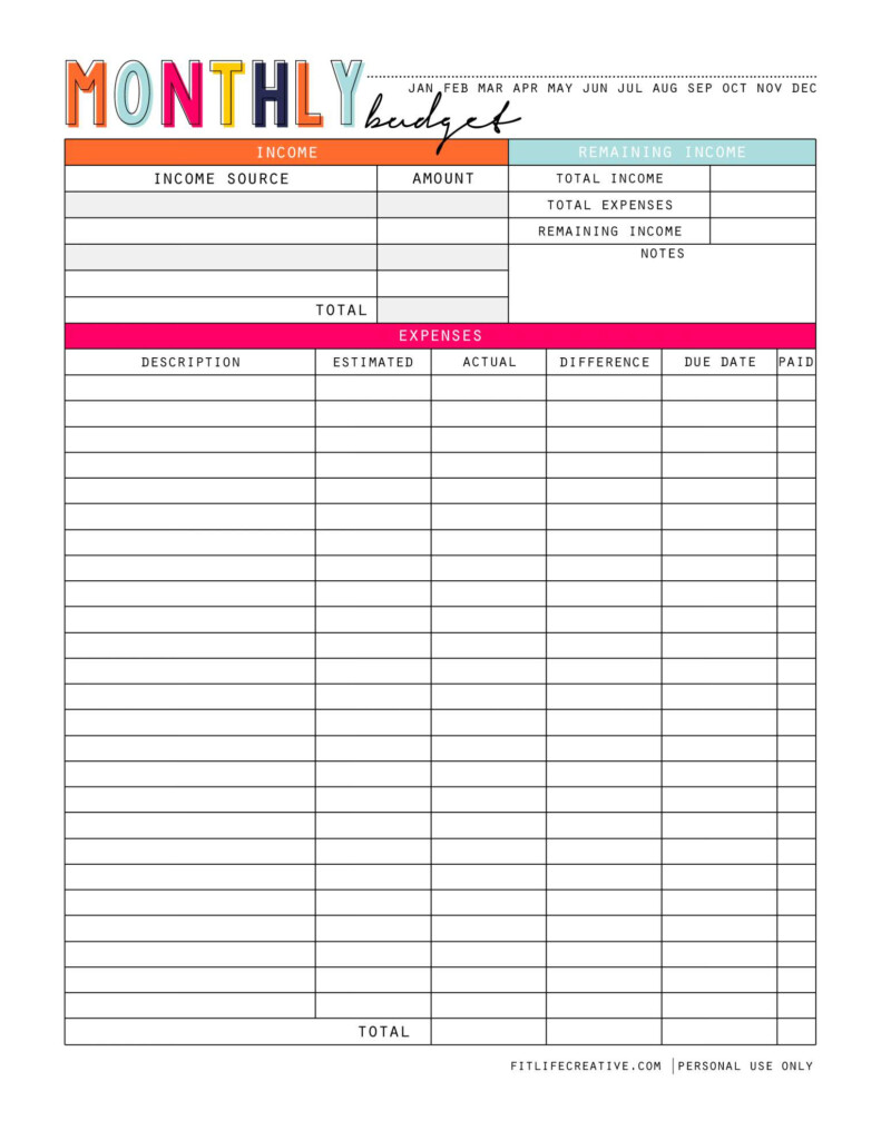 Weekly Budget Worksheet Pdf Db excel