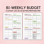 Bi Weekly Budget Planner Template Paycheck Budget Printable Etsy