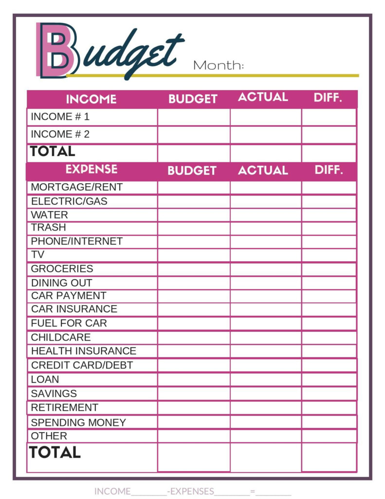 Free Printable Budget Worksheet Template Printable Templates