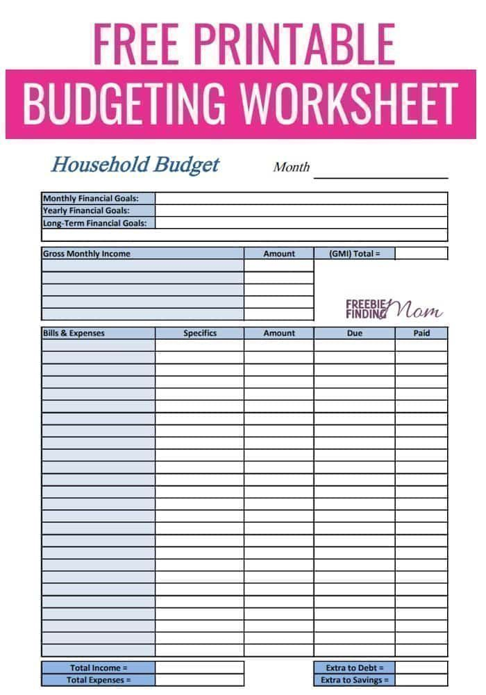 FREE Printable Budget Worksheets Download Or Print Budgeting