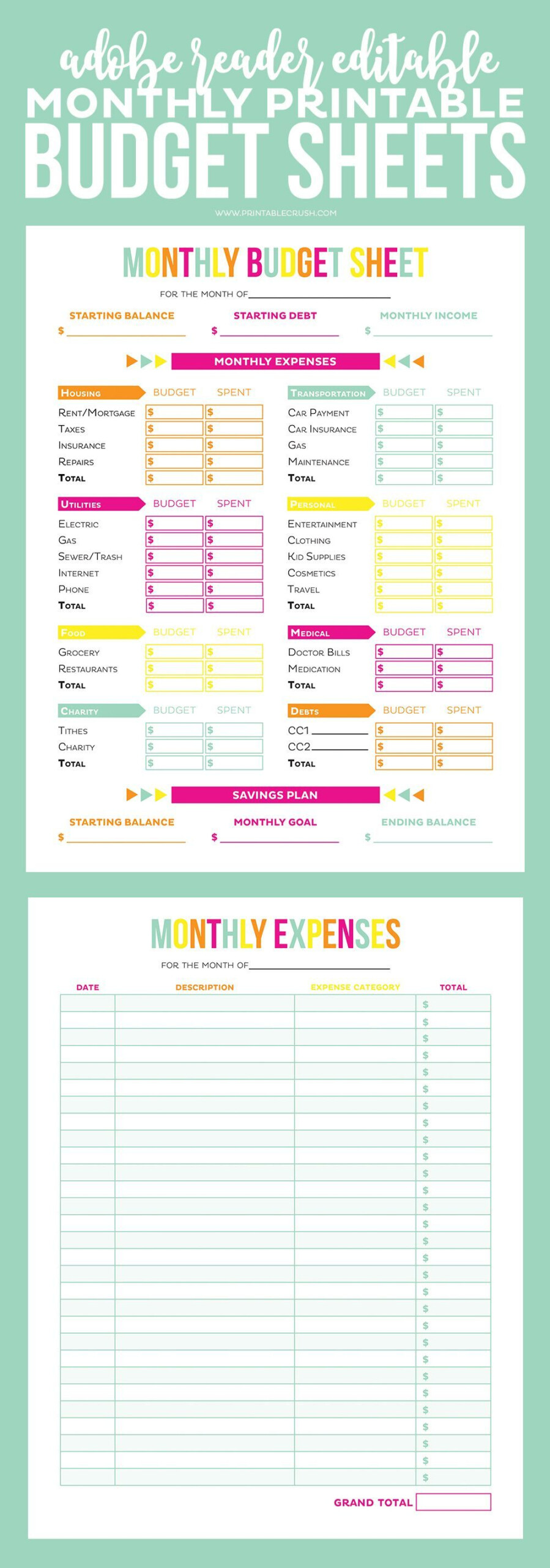 Get Your Finances In Order With These Editable Printable Budget Sheets
