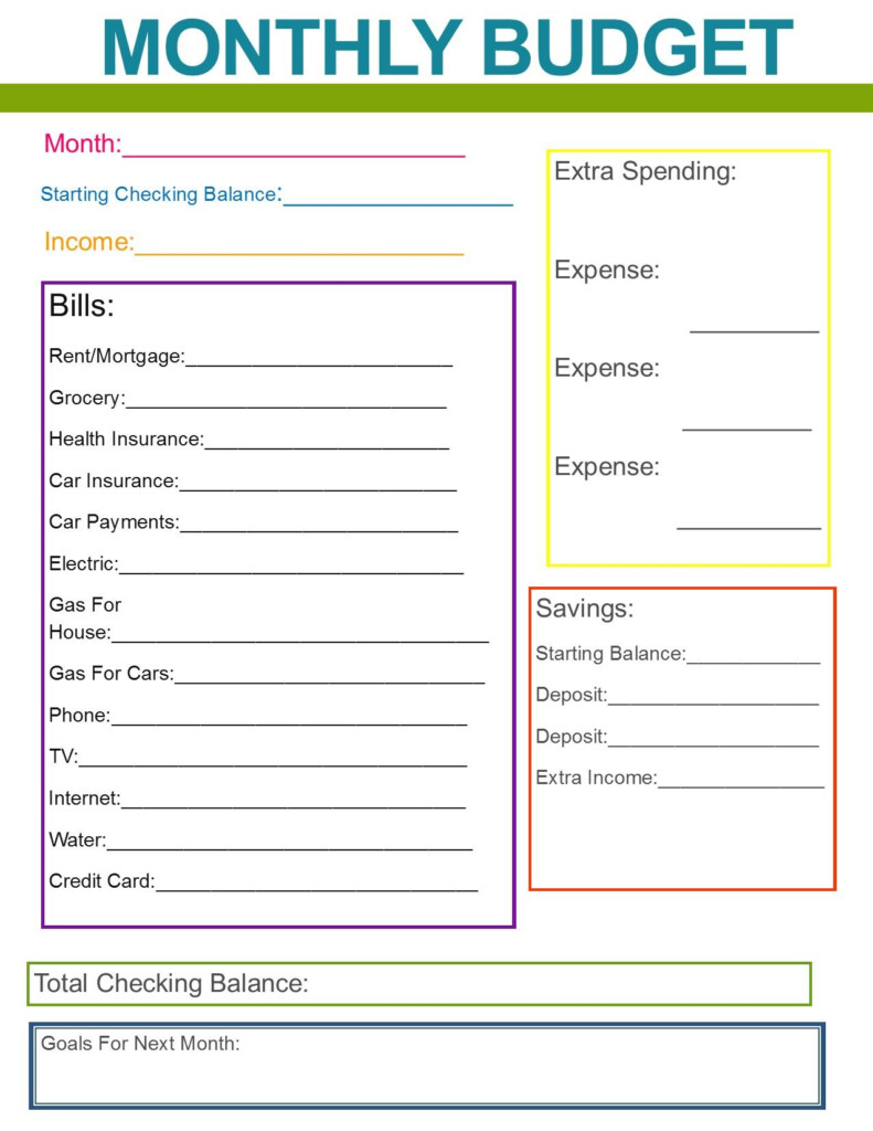 Household Budget Template Monthly Budget Worksheet Budgeting 
