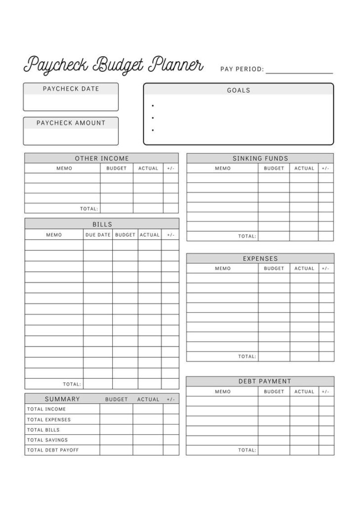 Paycheck Budget Planner Printable Budget By Paycheck Worksheet 